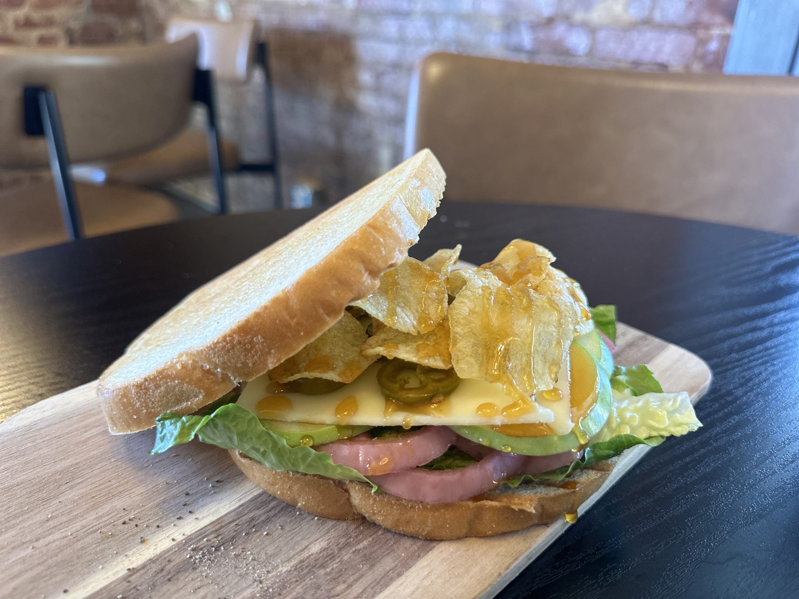 Hot honey and apple veggie sandwich from BRICK & BREAD